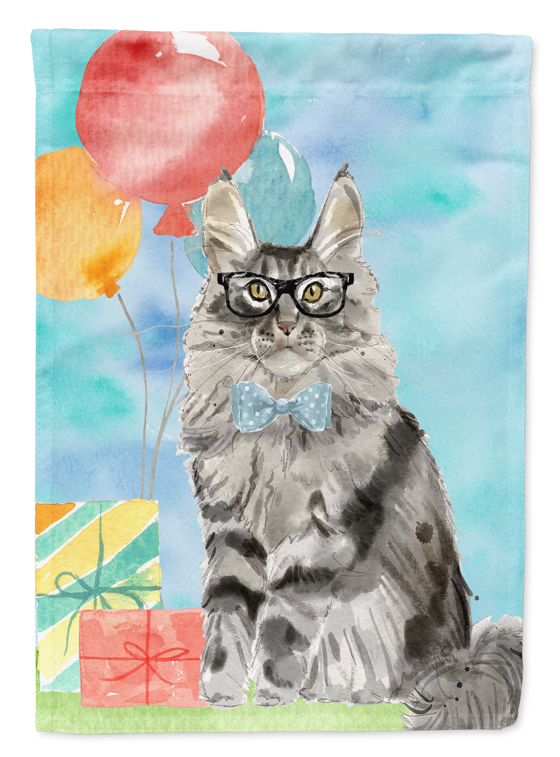 Maine Coon Happy Birthday Flag Garden Size CK3169GF  the-store.com.