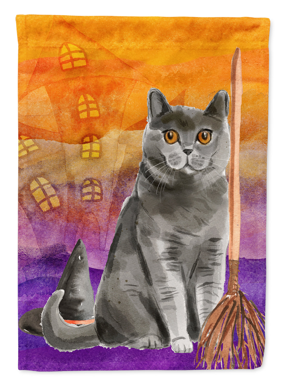 British Shorthair Halloween Flag Canvas House Size CK3183CHF  the-store.com.