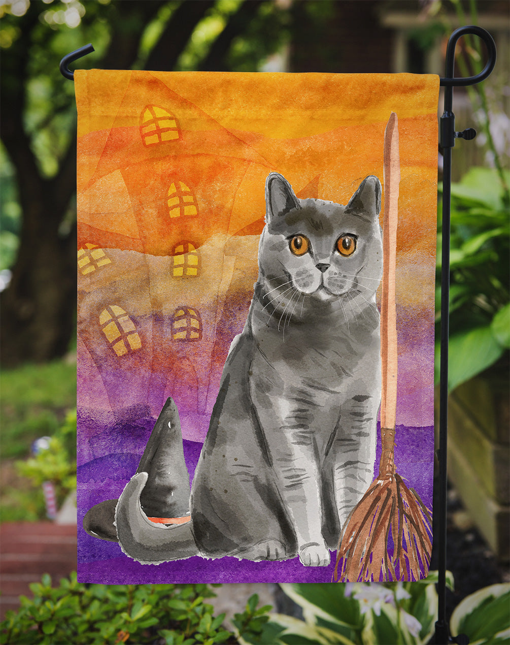 British Shorthair Halloween Flag Garden Size CK3183GF  the-store.com.