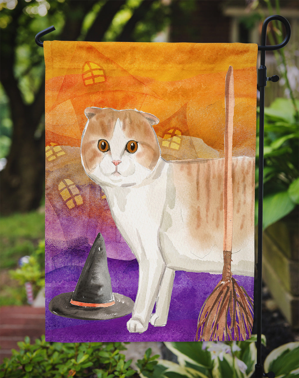 Scottish Fold Halloween Flag Garden Size CK3188GF  the-store.com.