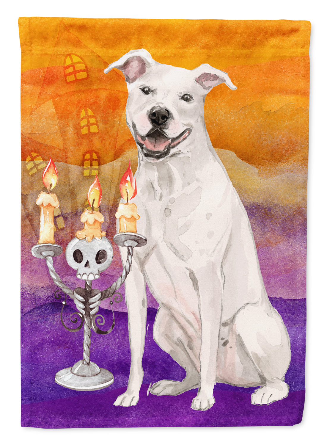 Hallween White Staffordshire Bull Terrier Flag Canvas House Size CK3195CHF  the-store.com.