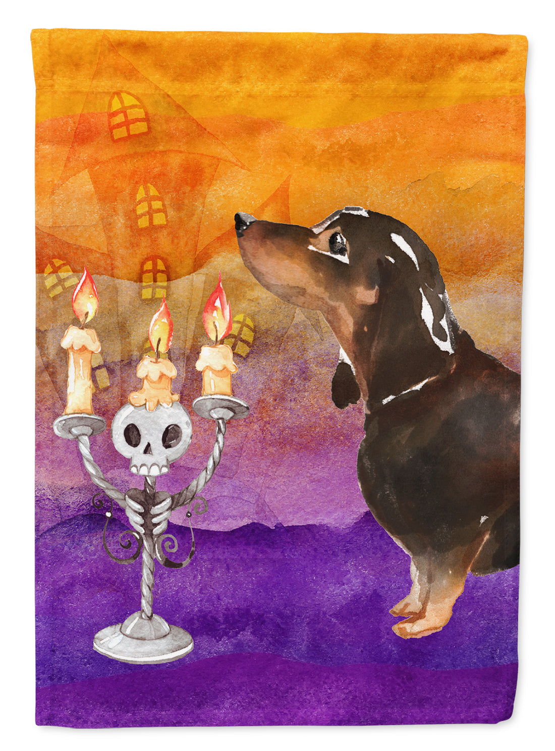 Hallween Black and Tan Dachshund Flag Garden Size CK3204GF  the-store.com.