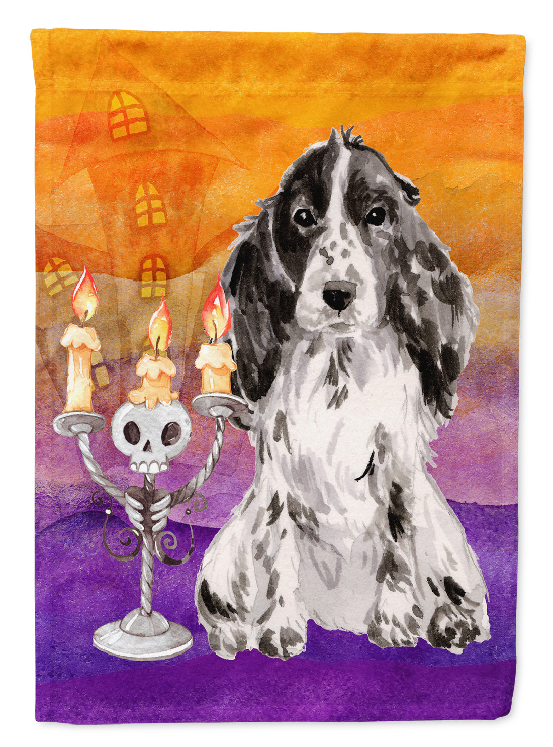 Hallween Black Parti Cocker Spaniel Flag Canvas House Size CK3212CHF  the-store.com.