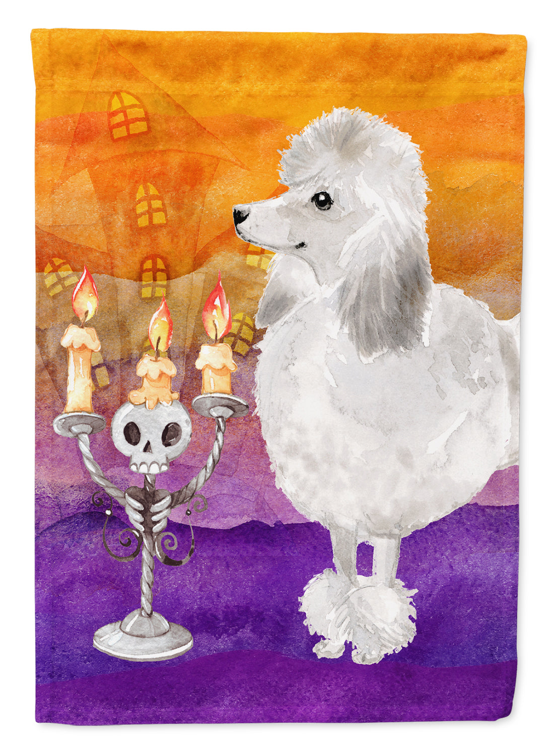 Hallween Silver Poodle Flag Canvas House Size CK3220CHF  the-store.com.