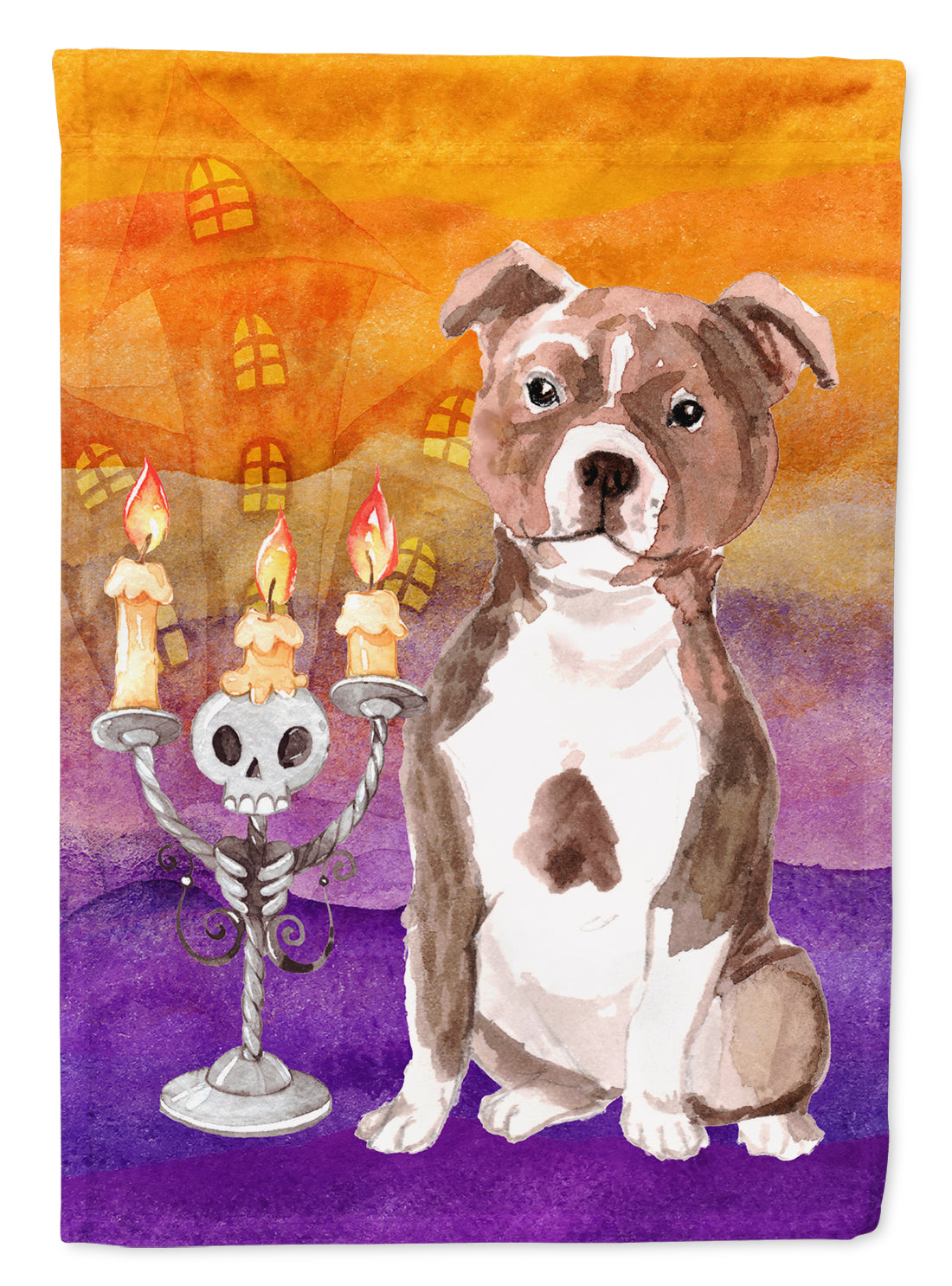 Hallween Red Staffie Bull Flag Canvas House Size CK3226CHF  the-store.com.