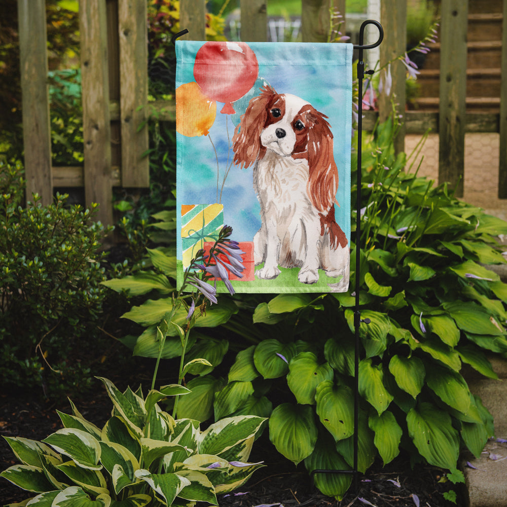 Happy Birthday Blenheim Cavalier Spaniel Flag Garden Size CK3227GF  the-store.com.