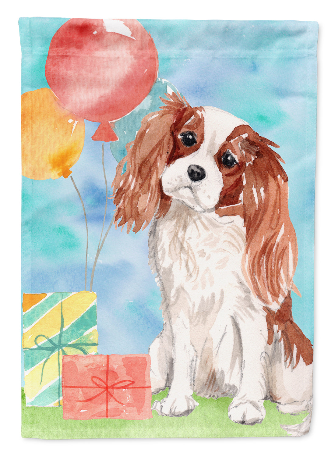 Happy Birthday Blenheim Cavalier Spaniel Flag Garden Size CK3227GF  the-store.com.