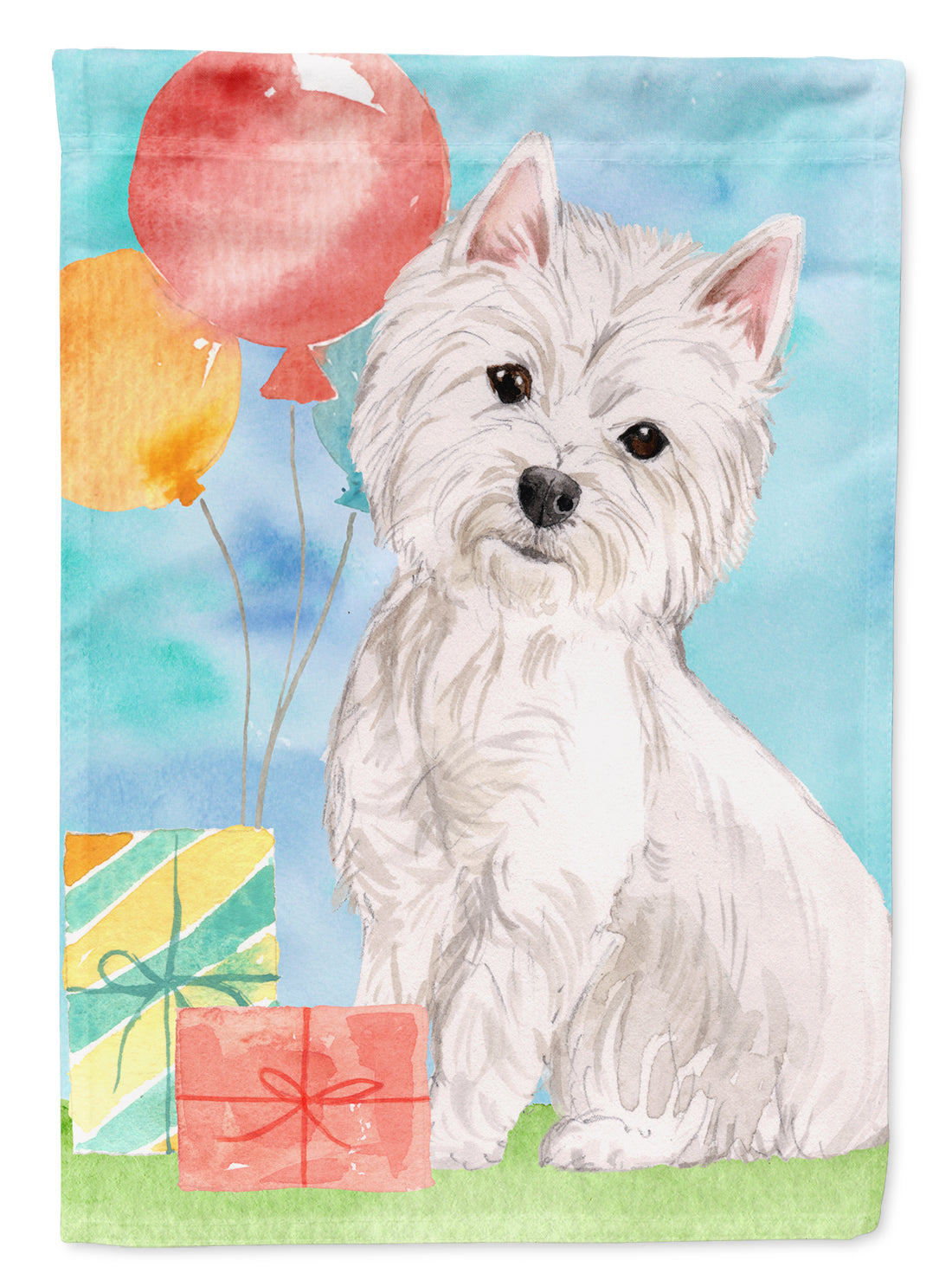 Happy Birthday Westie Flag Garden Size CK3228GF  the-store.com.