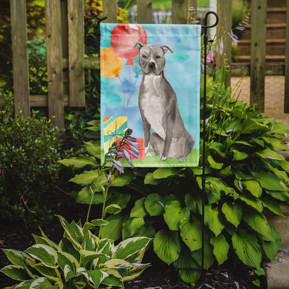 Happy Birthday Staffordshire Bull Terrier Flag Garden Size CK3229GF  the-store.com.