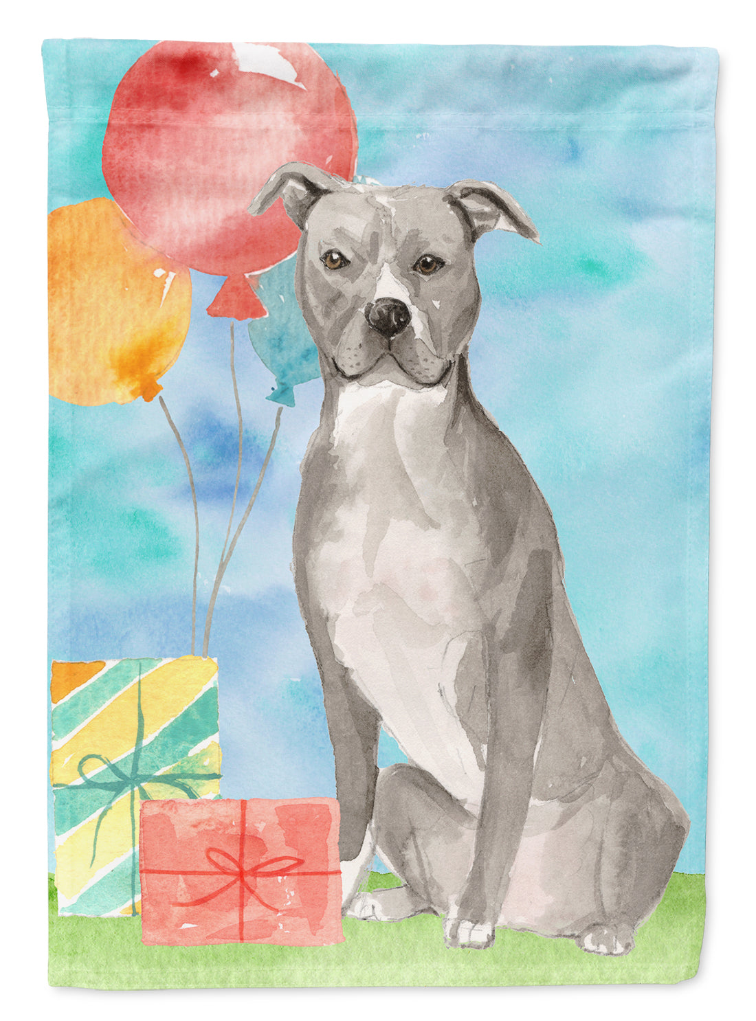 Happy Birthday Staffordshire Bull Terrier Flag Garden Size CK3229GF  the-store.com.