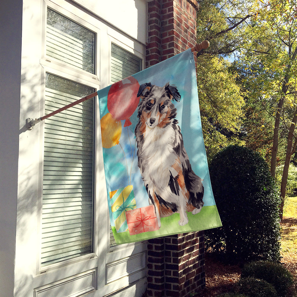 Happy Birthday Australian Shepherd Flag Canvas House Size CK3231CHF  the-store.com.