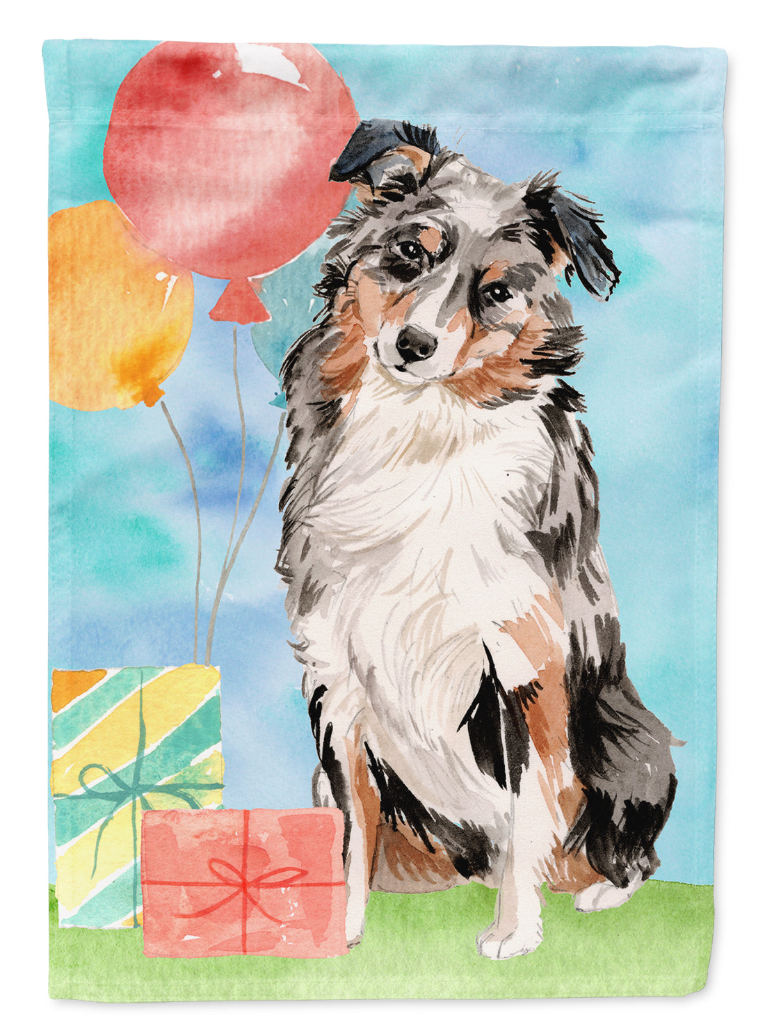 Happy Birthday Australian Shepherd Flag Canvas House Size CK3231CHF  the-store.com.