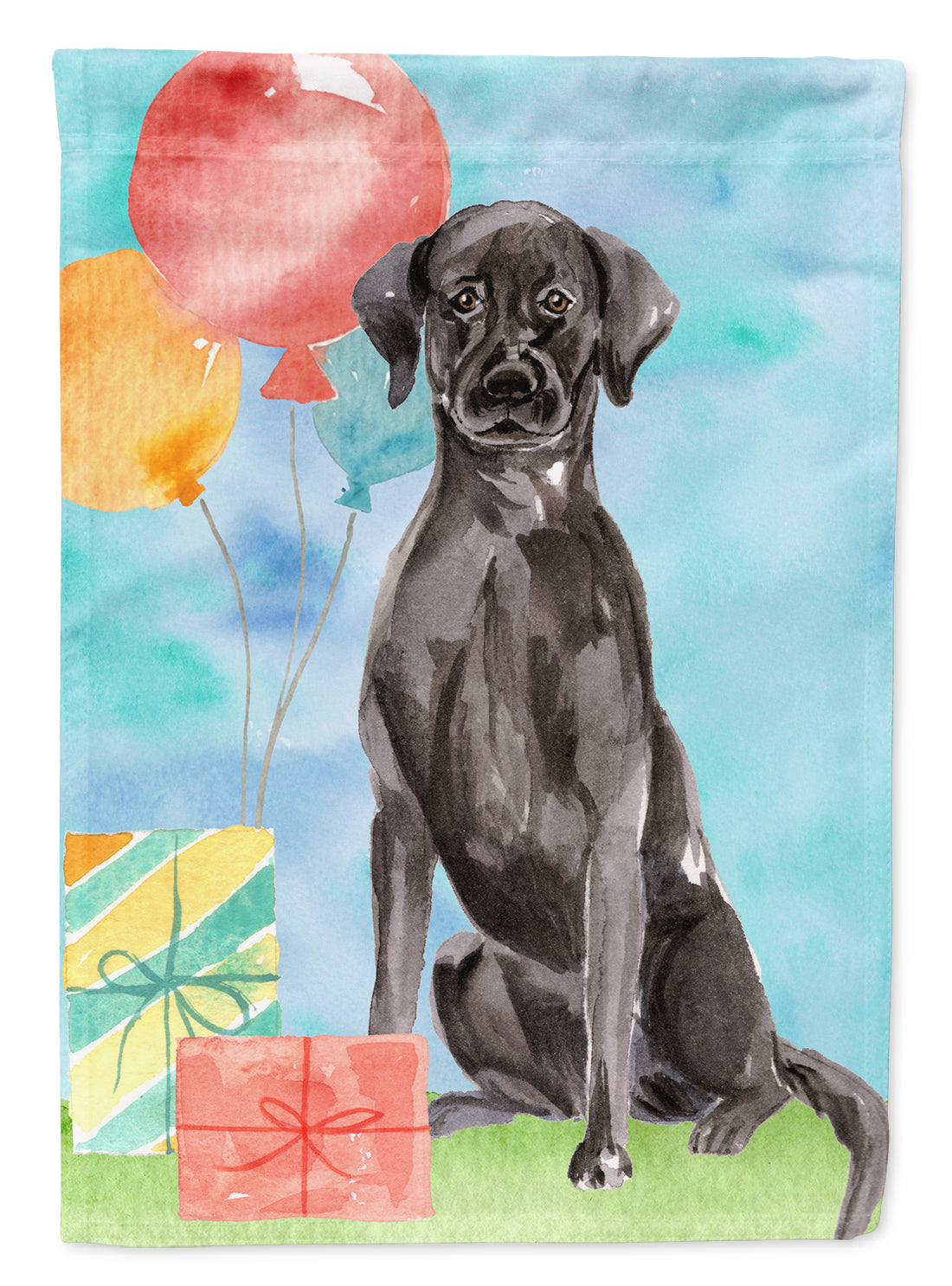 Happy Birthday Black Labrador Retriever Flag Canvas House Size CK3232CHF  the-store.com.