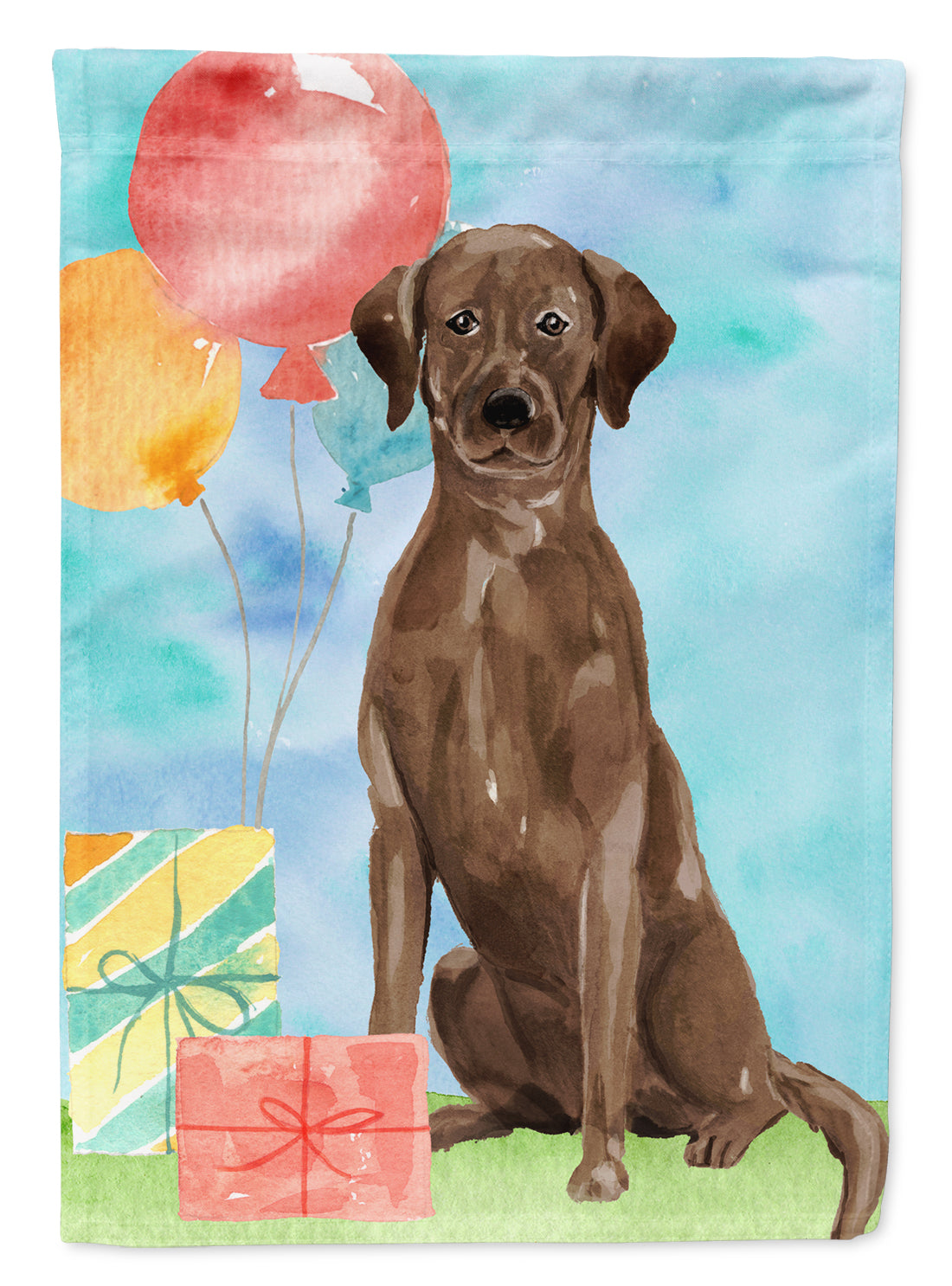 Happy Birthday Chocolate Labrador Retriever Flag Canvas House Size CK3234CHF  the-store.com.