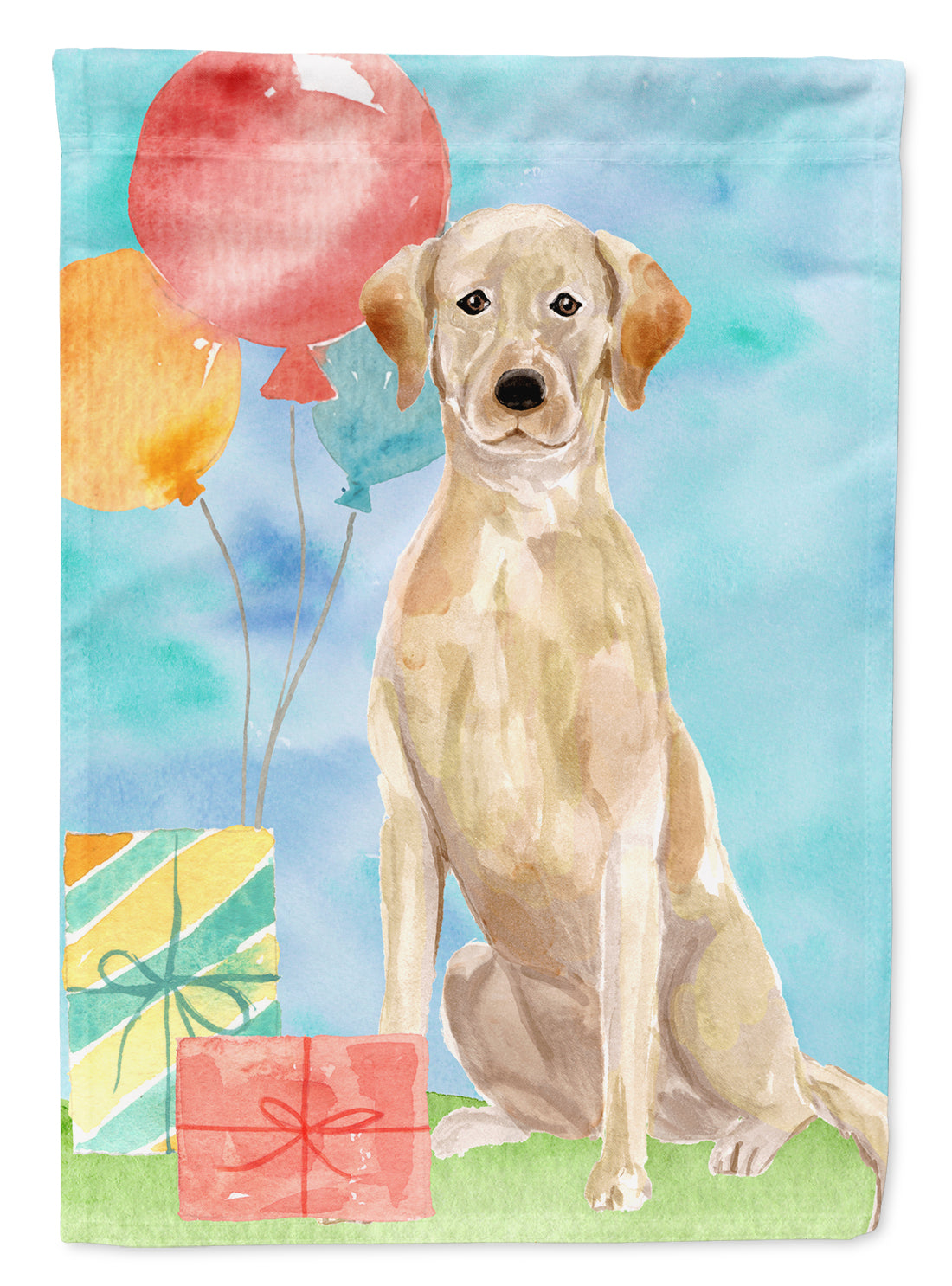 Happy Birthday Yellow Labrador Retriever Flag Canvas House Size CK3235CHF  the-store.com.