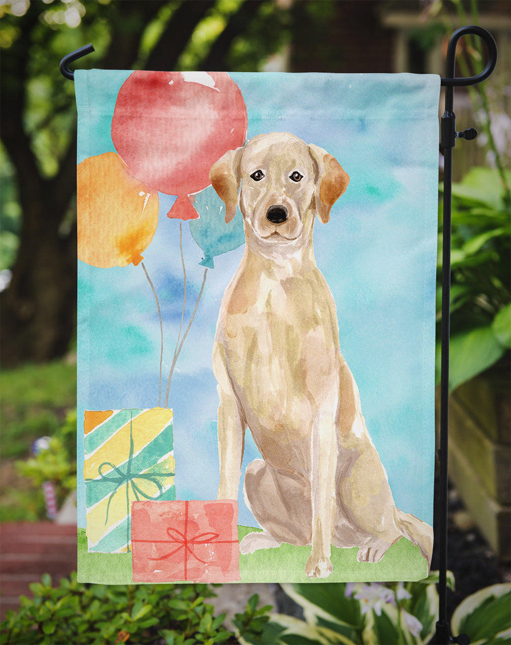 Happy Birthday Yellow Labrador Retriever Flag Garden Size CK3235GF  the-store.com.