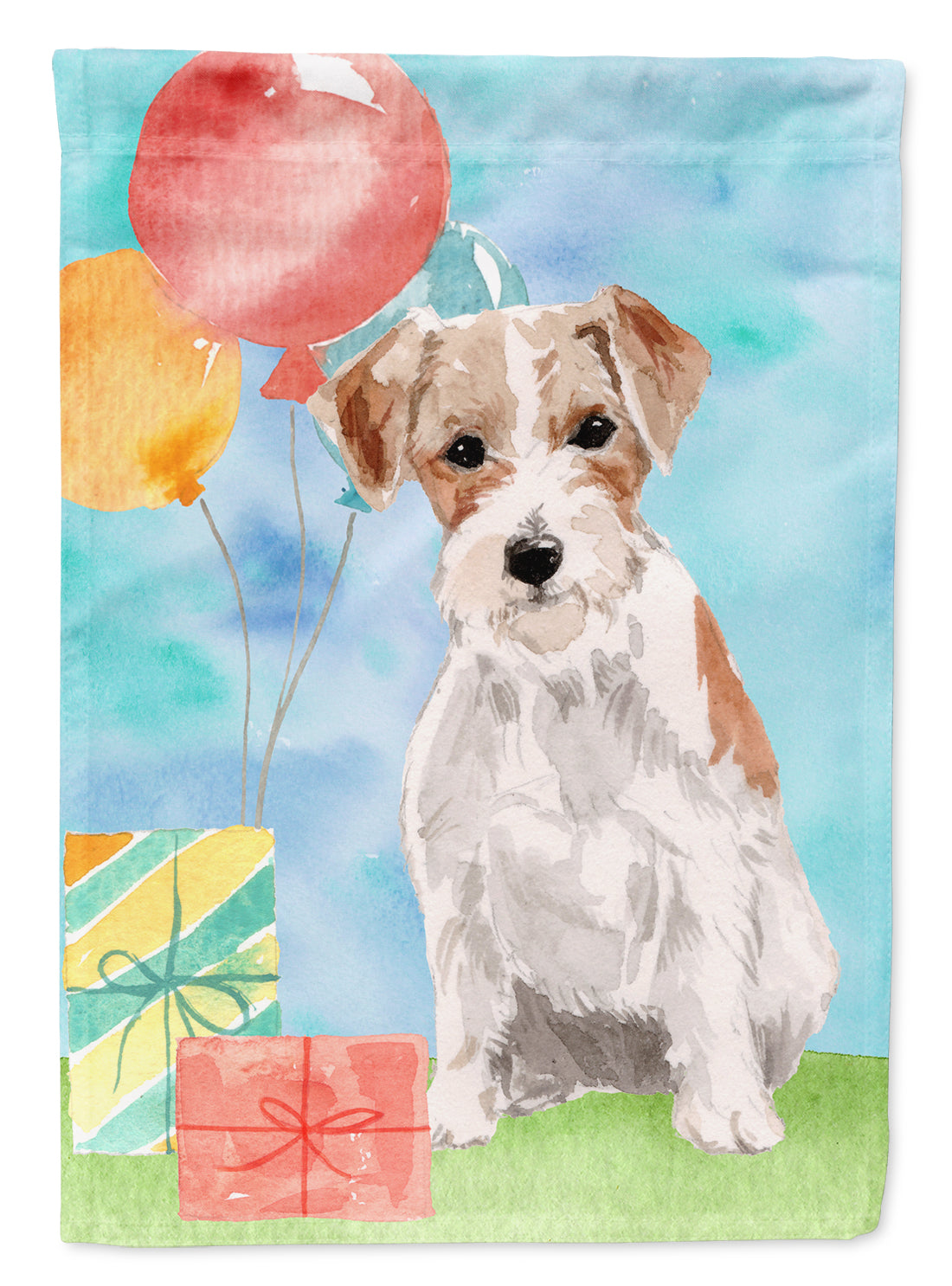 Happy Birthday Jack Russell Terrier Flag Canvas House Size CK3237CHF  the-store.com.