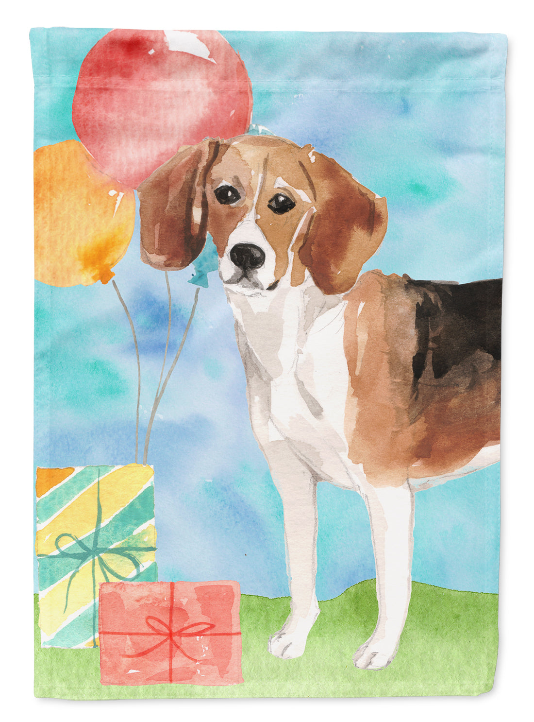 Happy Birthday Beagle Flag Canvas House Size CK3238CHF  the-store.com.