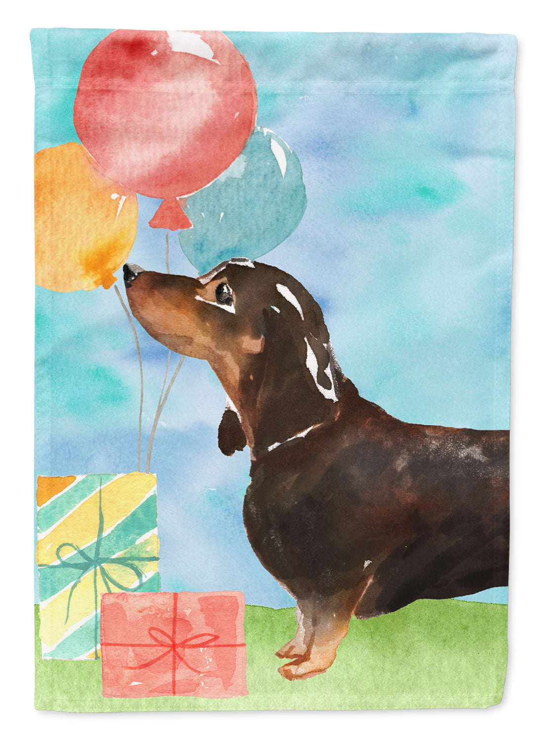 Happy Birthday Black and Tan Dachshund Flag Canvas House Size CK3239CHF  the-store.com.