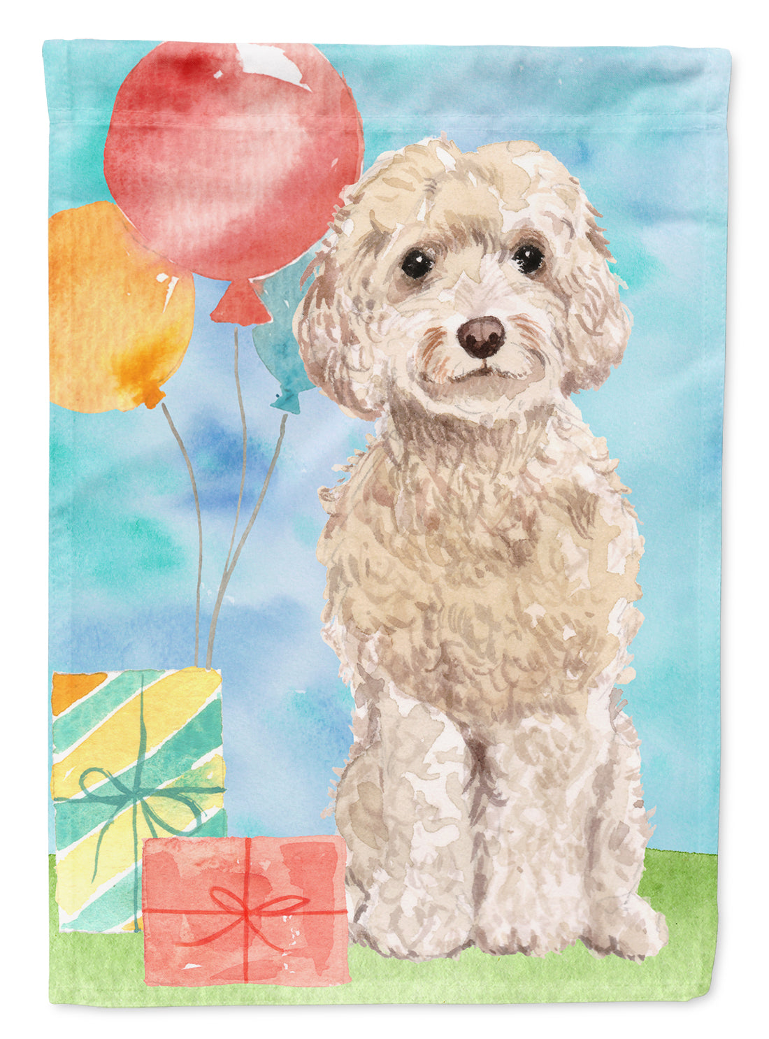 Happy Birthday Champagne Cockapoo Flag Garden Size CK3244GF  the-store.com.