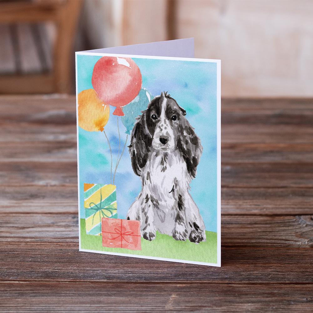 Buy this Happy Birthday Black Parti Cocker Spaniel Greeting Cards and Envelopes Pack of 8