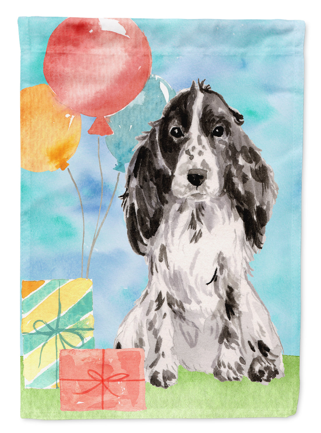 Happy Birthday Black Parti Cocker Spaniel Flag Garden Size CK3247GF  the-store.com.