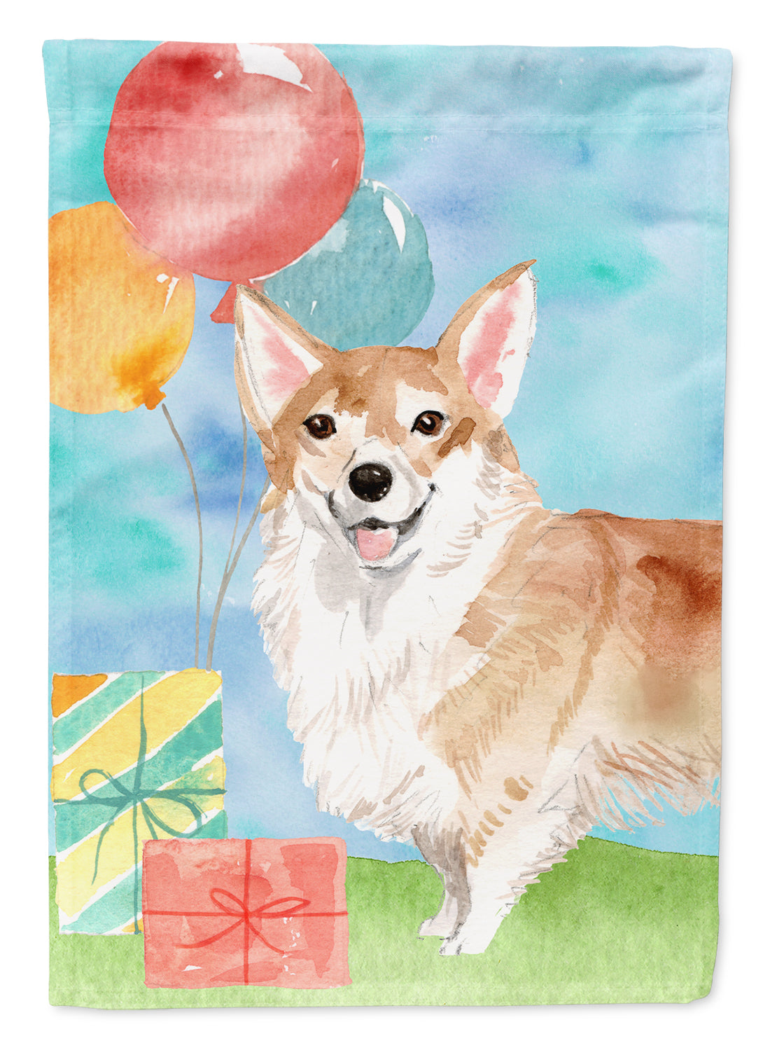 Happy Birthday Corgi Flag Canvas House Size CK3248CHF  the-store.com.