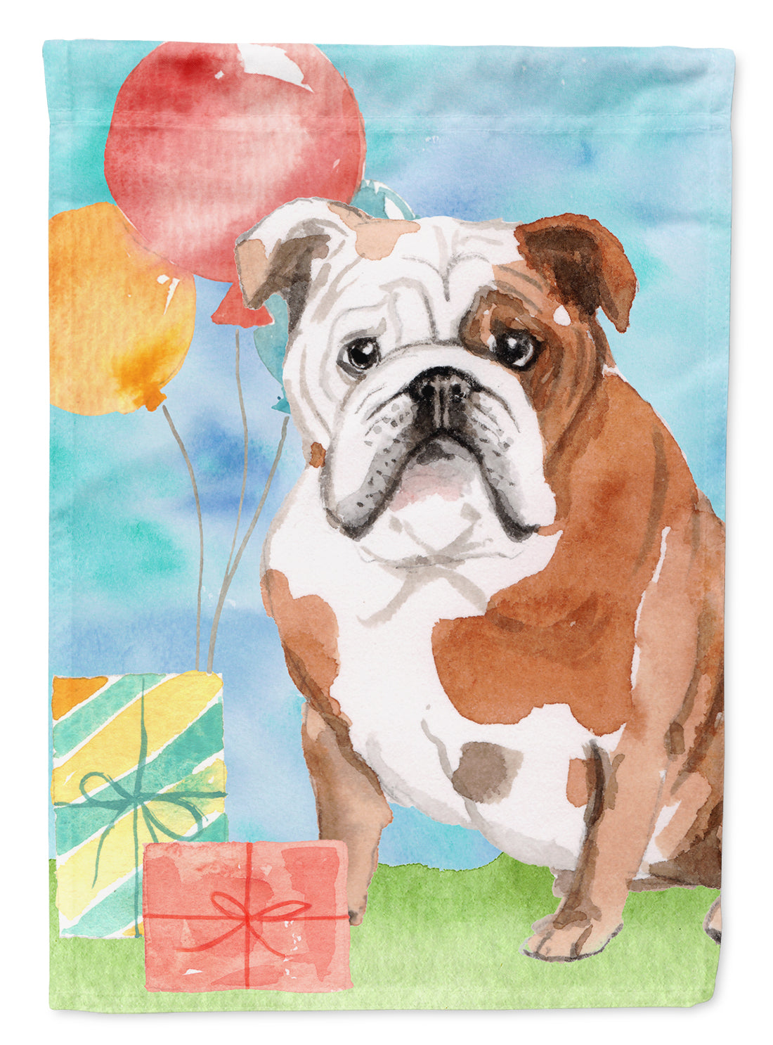 Happy Birthday English Bulldog Flag Canvas House Size CK3250CHF  the-store.com.