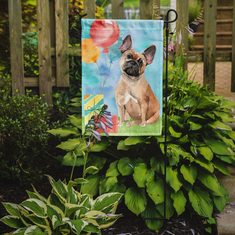 Happy Birthday Fawn French Bulldog Flag Garden Size CK3251GF  the-store.com.