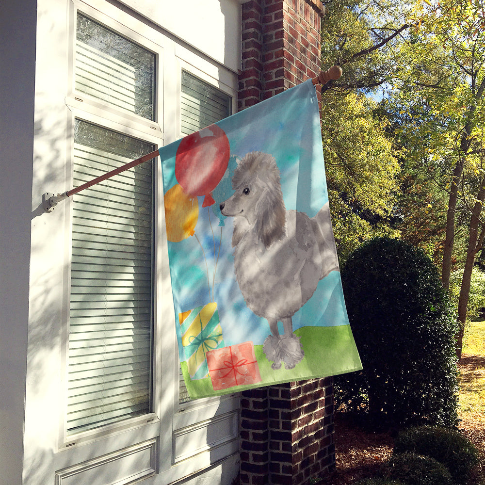 Happy Birthday Silver Poodle Flag Canvas House Size CK3254CHF  the-store.com.