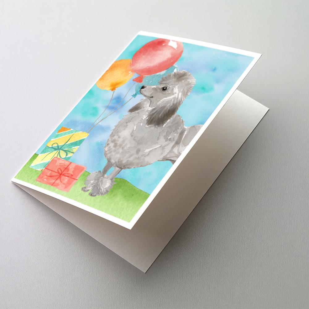 Buy this Happy Birthday Silver Poodle Greeting Cards and Envelopes Pack of 8