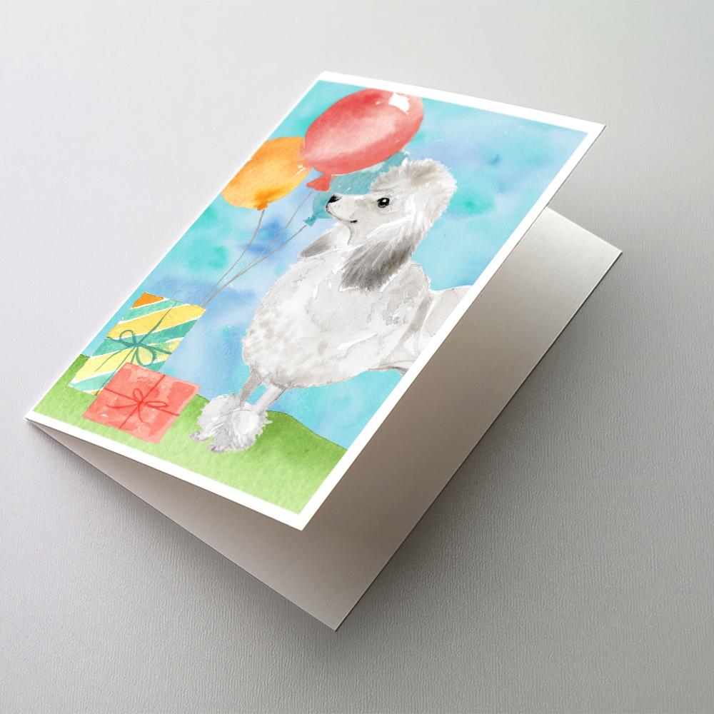 Buy this Happy Birthday Silver Poodle Greeting Cards and Envelopes Pack of 8