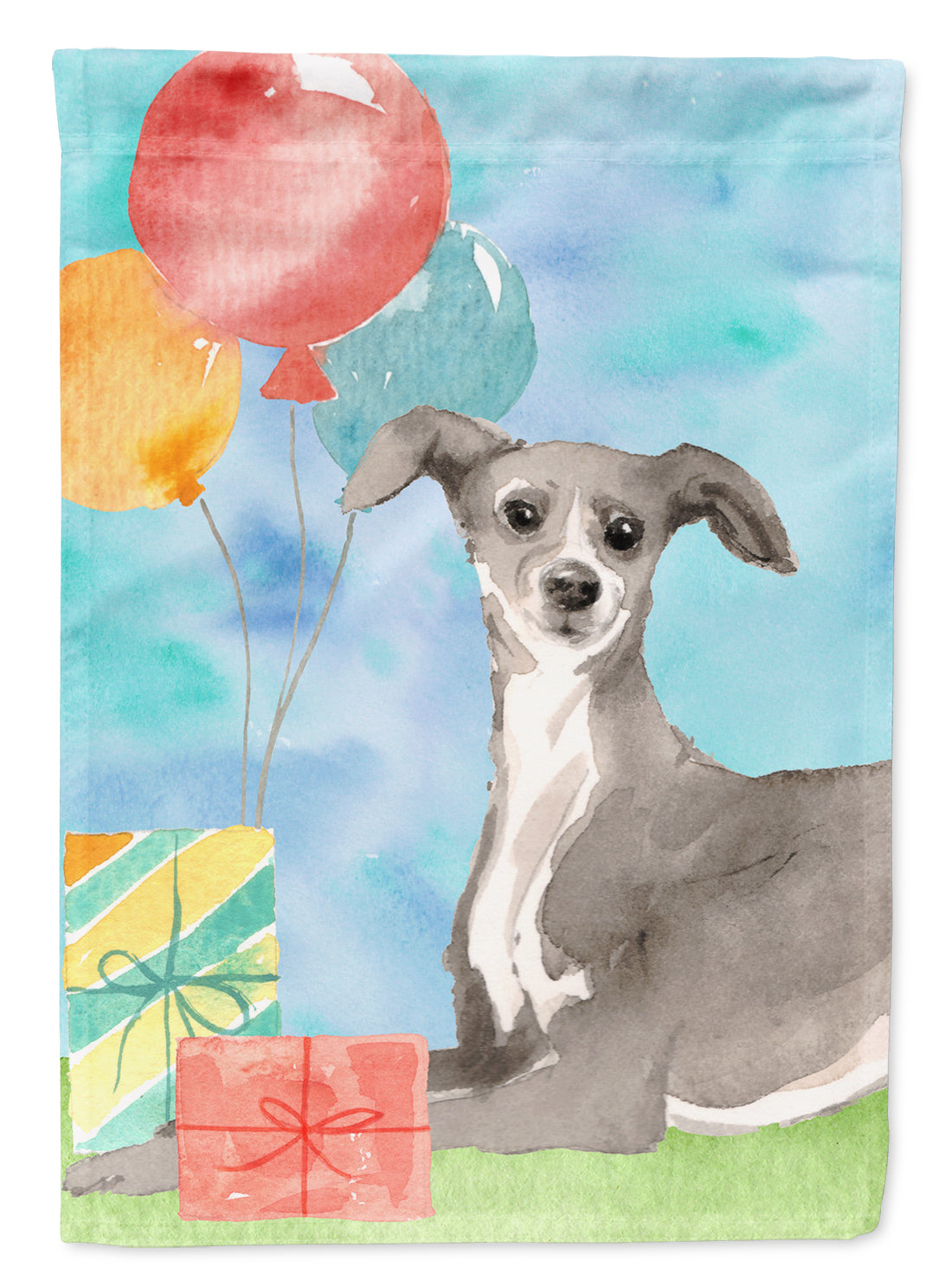 Happy Birthday Italian Greyhound Flag Canvas House Size CK3256CHF  the-store.com.