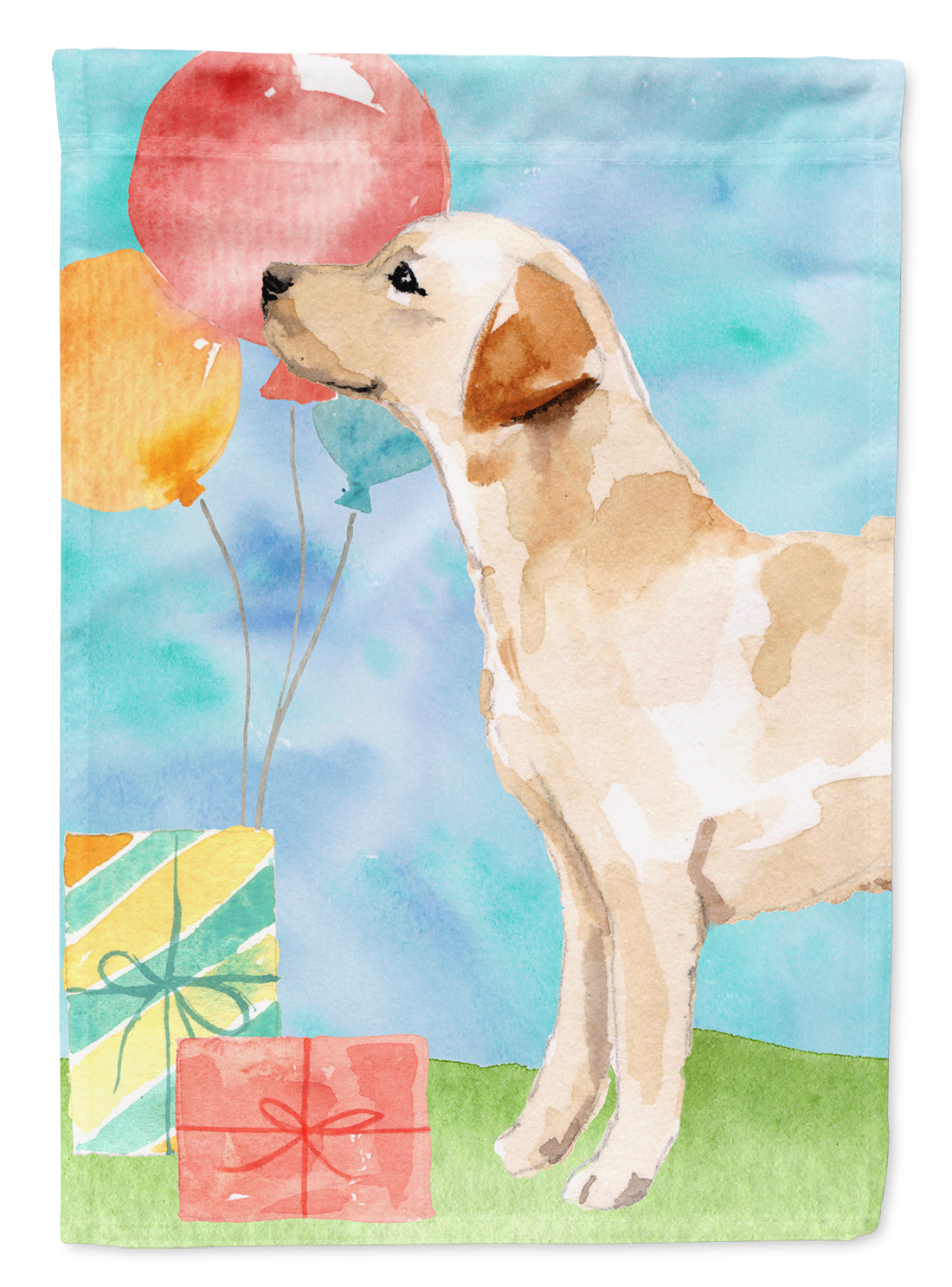 Happy Birthday Labrador Retriever Yellow Flag Garden Size CK3257GF  the-store.com.