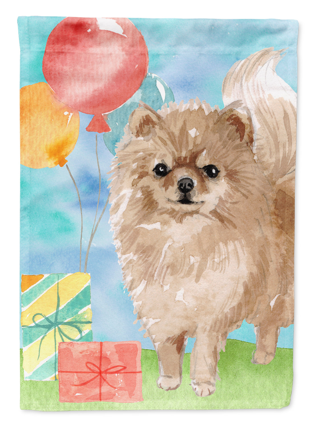 Happy Birthday Pomeranian Flag Canvas House Size CK3259CHF  the-store.com.