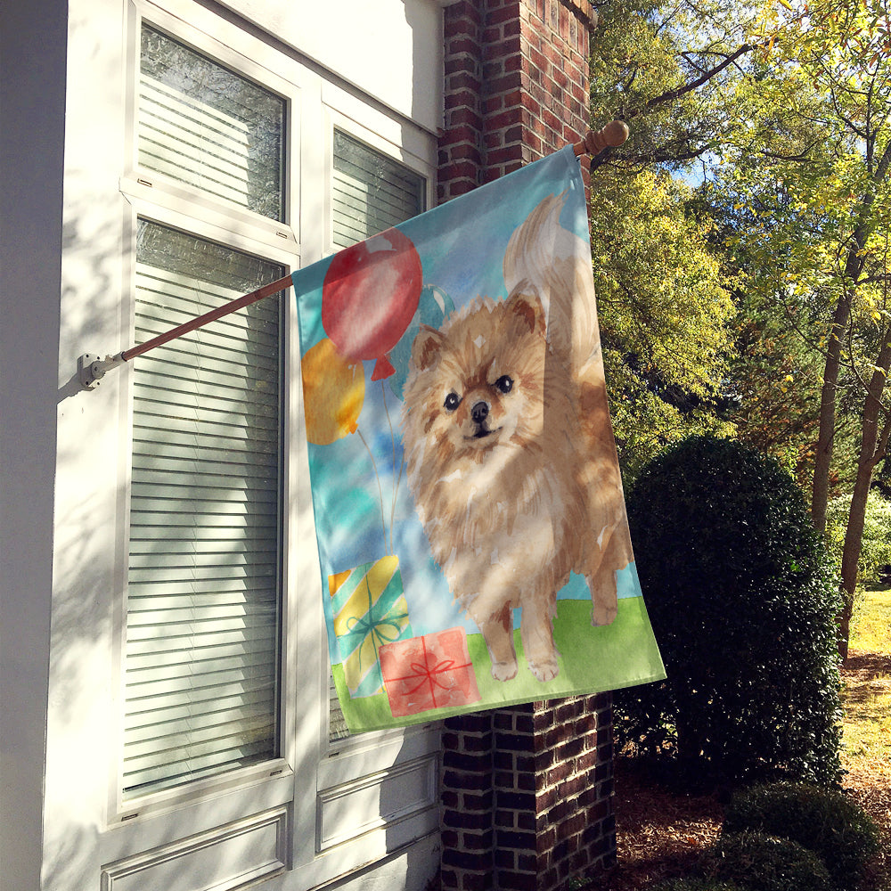 Happy Birthday Pomeranian Flag Canvas House Size CK3259CHF  the-store.com.