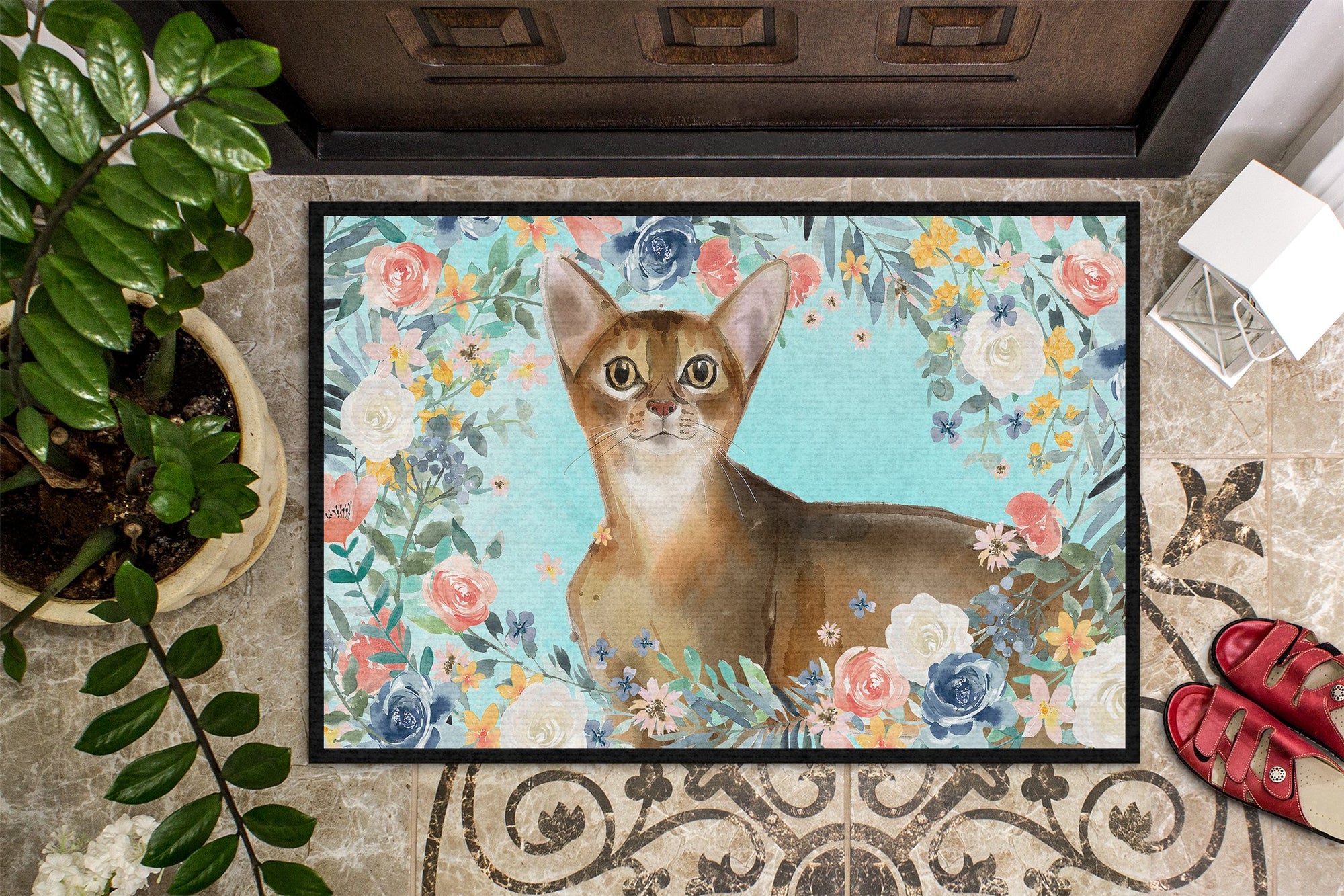 Abyssinian Spring Flowers Indoor or Outdoor Mat 24x36 CK3386JMAT by Caroline's Treasures