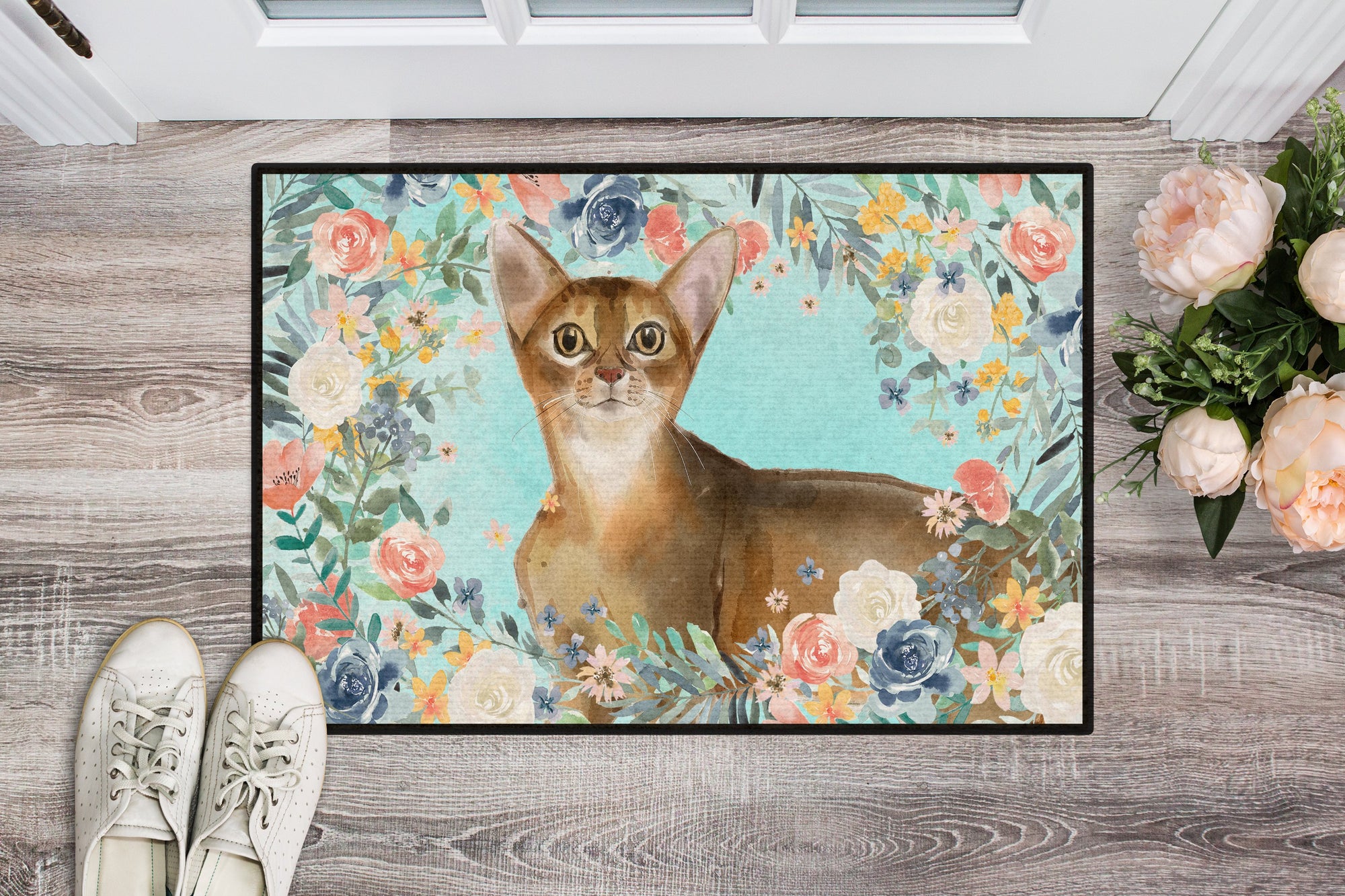 Abyssinian Spring Flowers Indoor or Outdoor Mat 24x36 CK3386JMAT by Caroline's Treasures