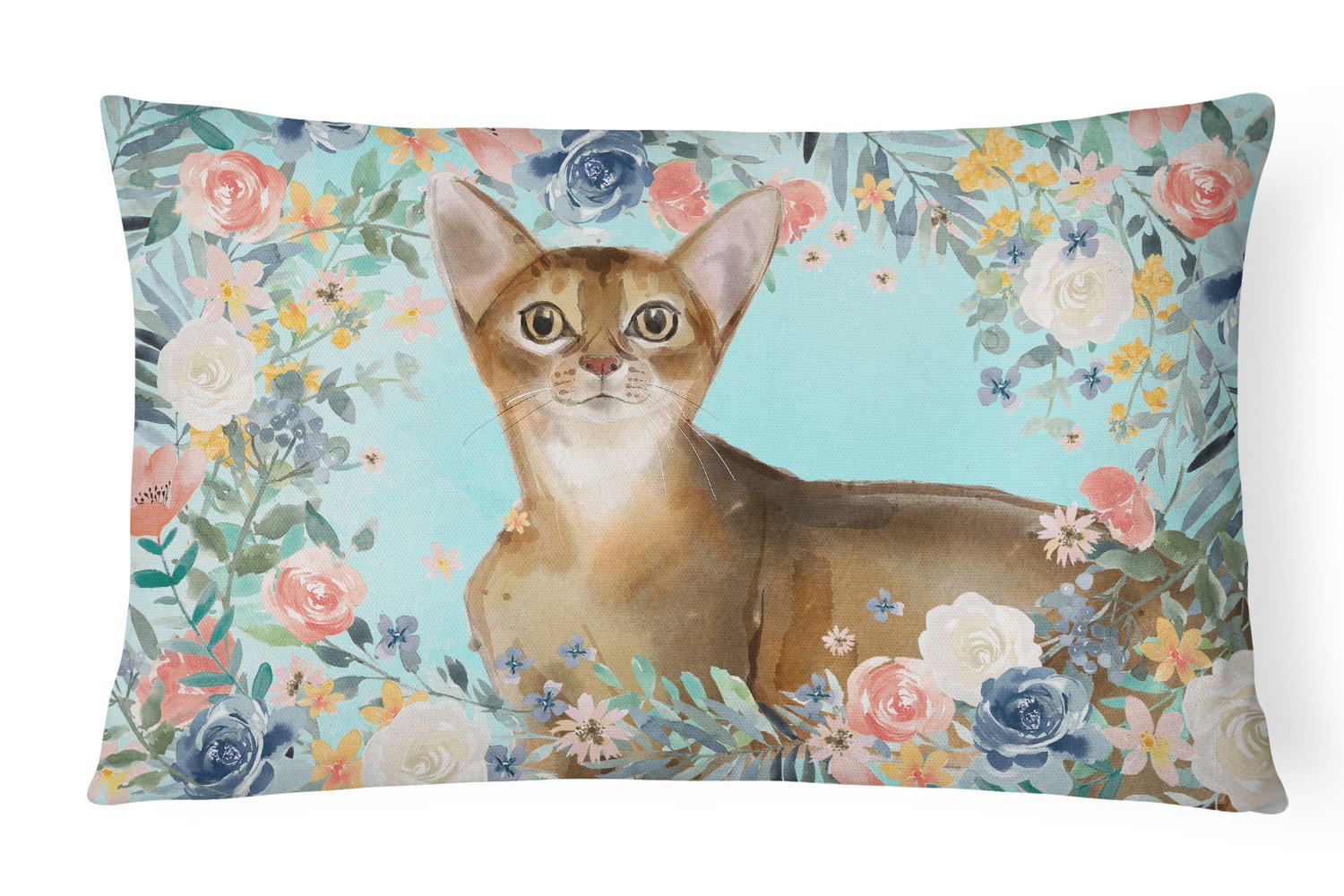 Abyssinian Spring Flowers Canvas Fabric Decorative Pillow CK3386PW1216 by Caroline's Treasures