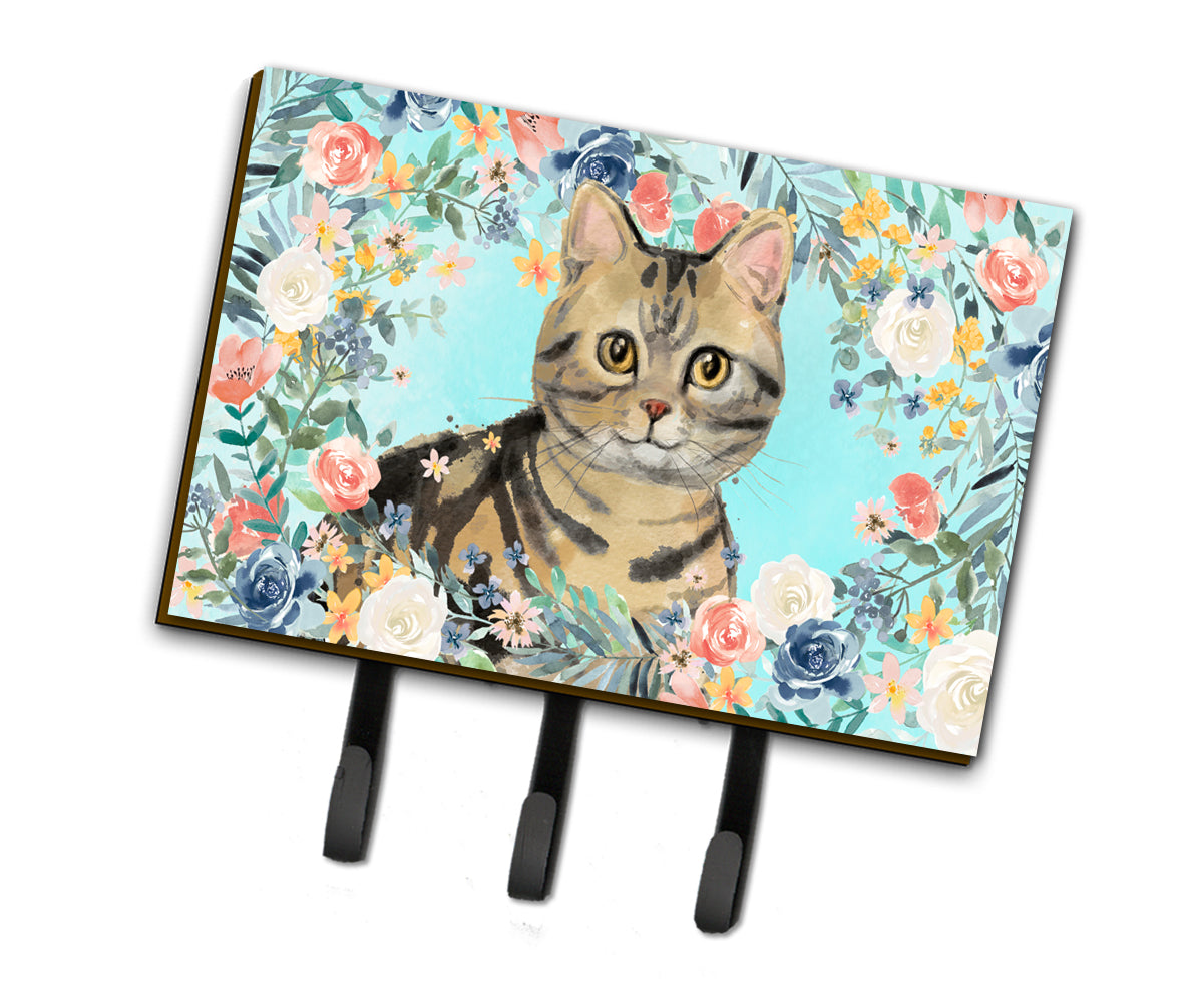 American Shorthair Brown Tabby Spring Flowers Leash or Key Holder CK3387TH68  the-store.com.