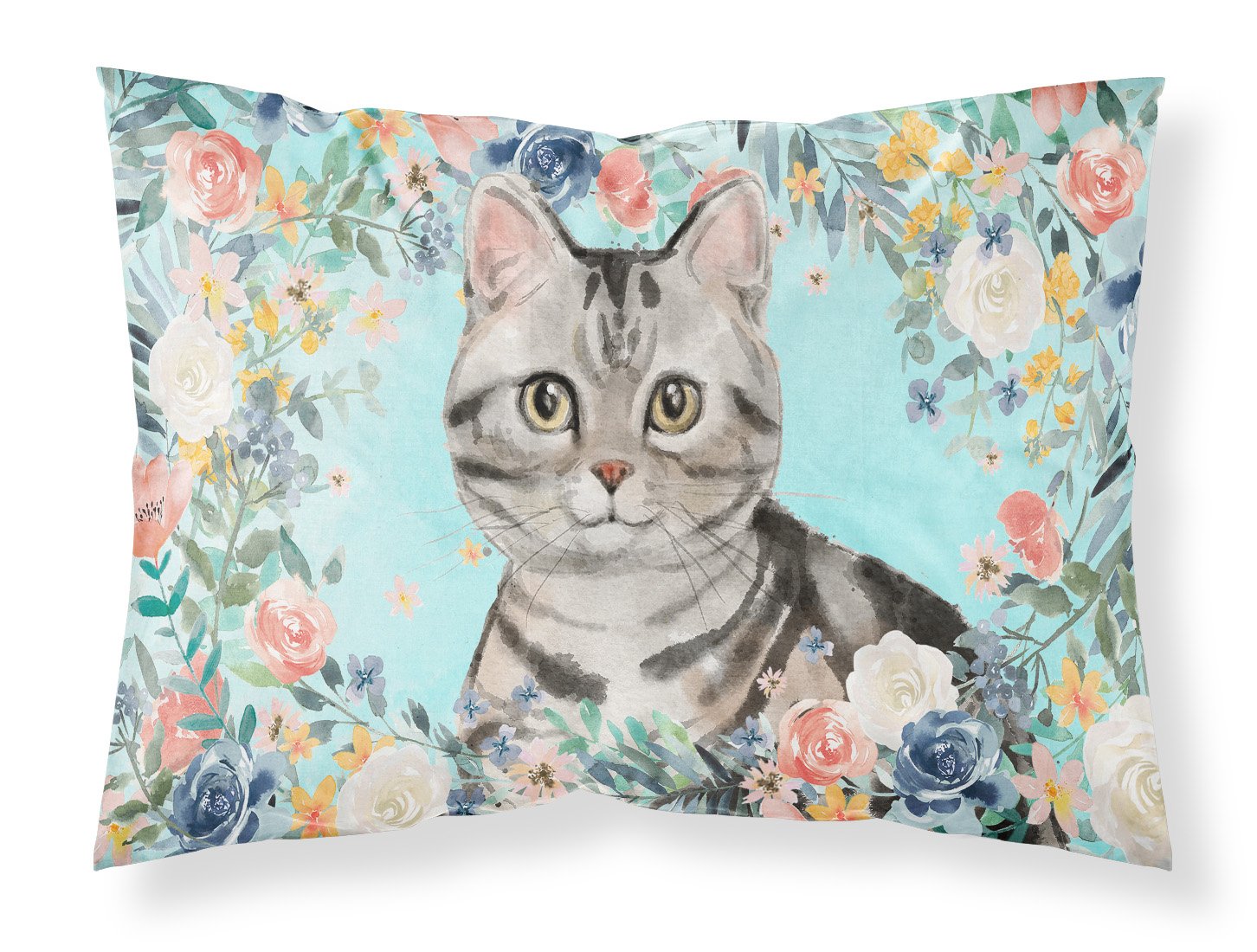 American Shorthair Spring Flowers Fabric Standard Pillowcase CK3388PILLOWCASE by Caroline's Treasures