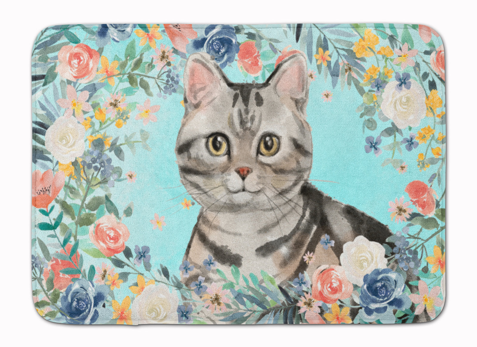 American Shorthair Spring Flowers Machine Washable Memory Foam Mat CK3388RUG - the-store.com