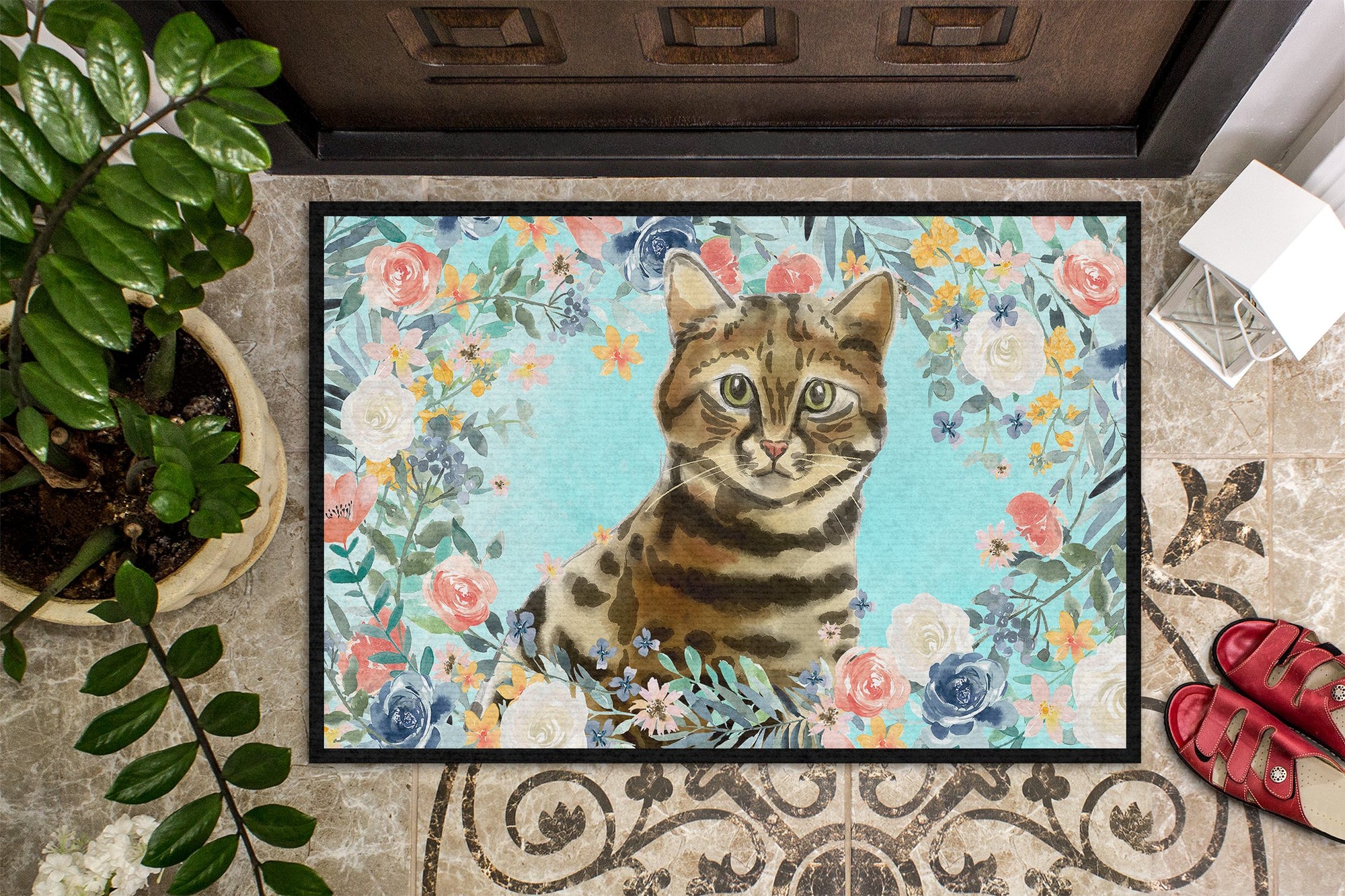 Bengal Spring Flowers Indoor or Outdoor Mat 24x36 CK3389JMAT by Caroline's Treasures