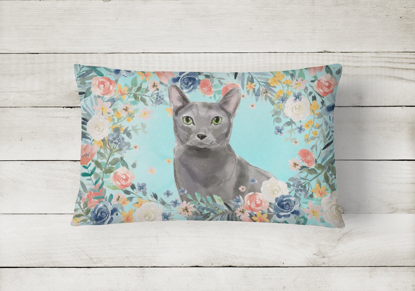 Blue Russian Spring Flowers Canvas Fabric Decorative Pillow CK3390PW1216 by Caroline's Treasures