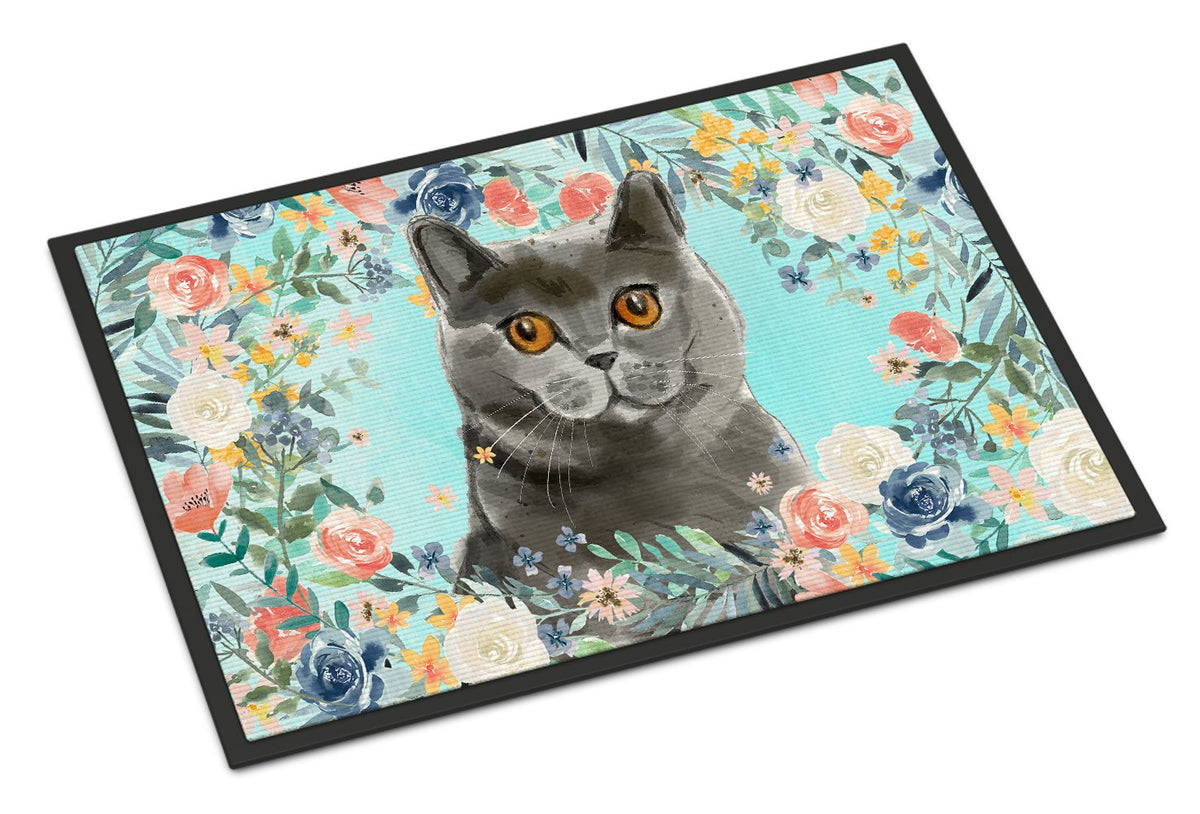 British Shorthair Spring Flowers Indoor or Outdoor Mat 24x36 CK3392JMAT by Caroline&#39;s Treasures