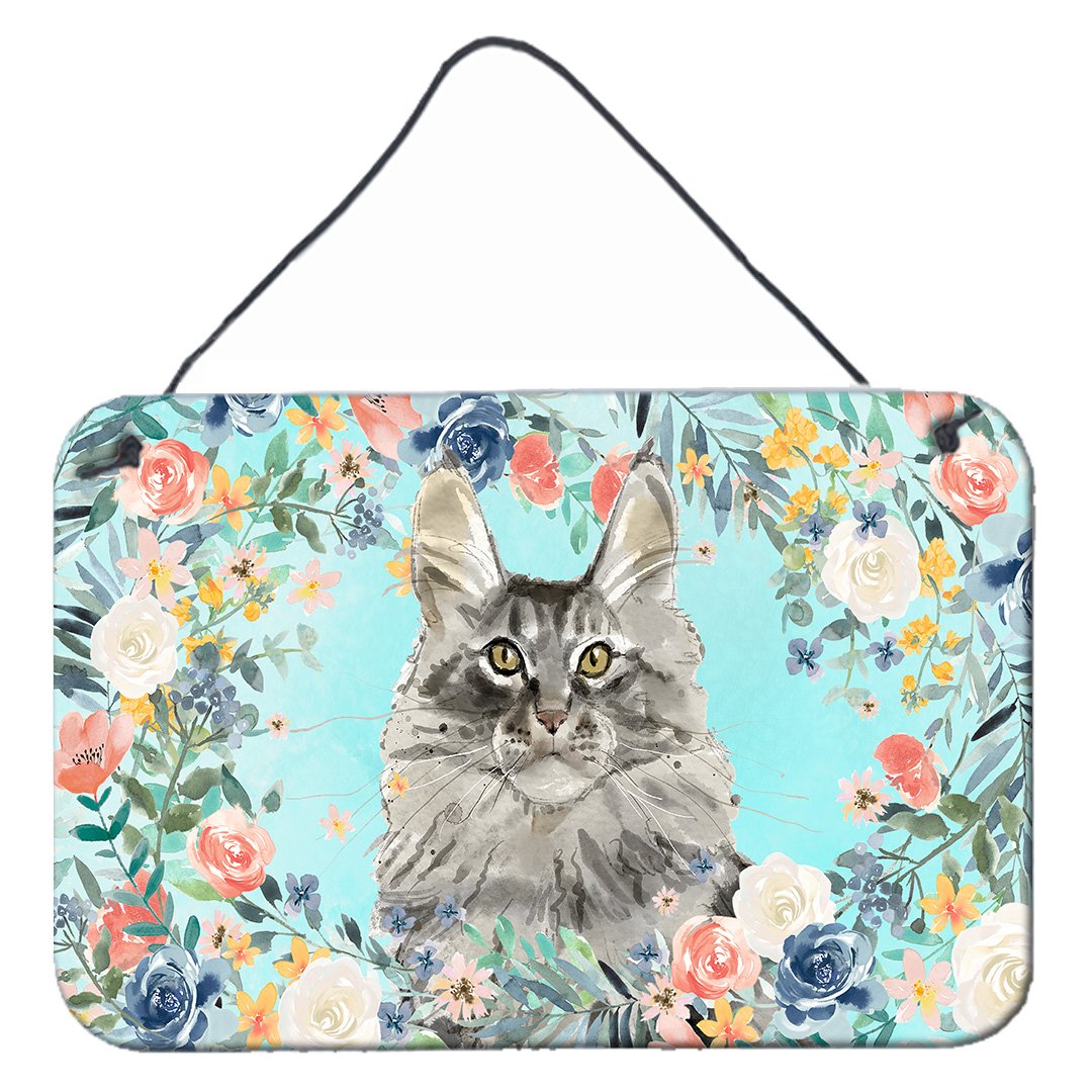 Maine Coon Spring Flowers Wall or Door Hanging Prints CK3393DS812 by Caroline&#39;s Treasures