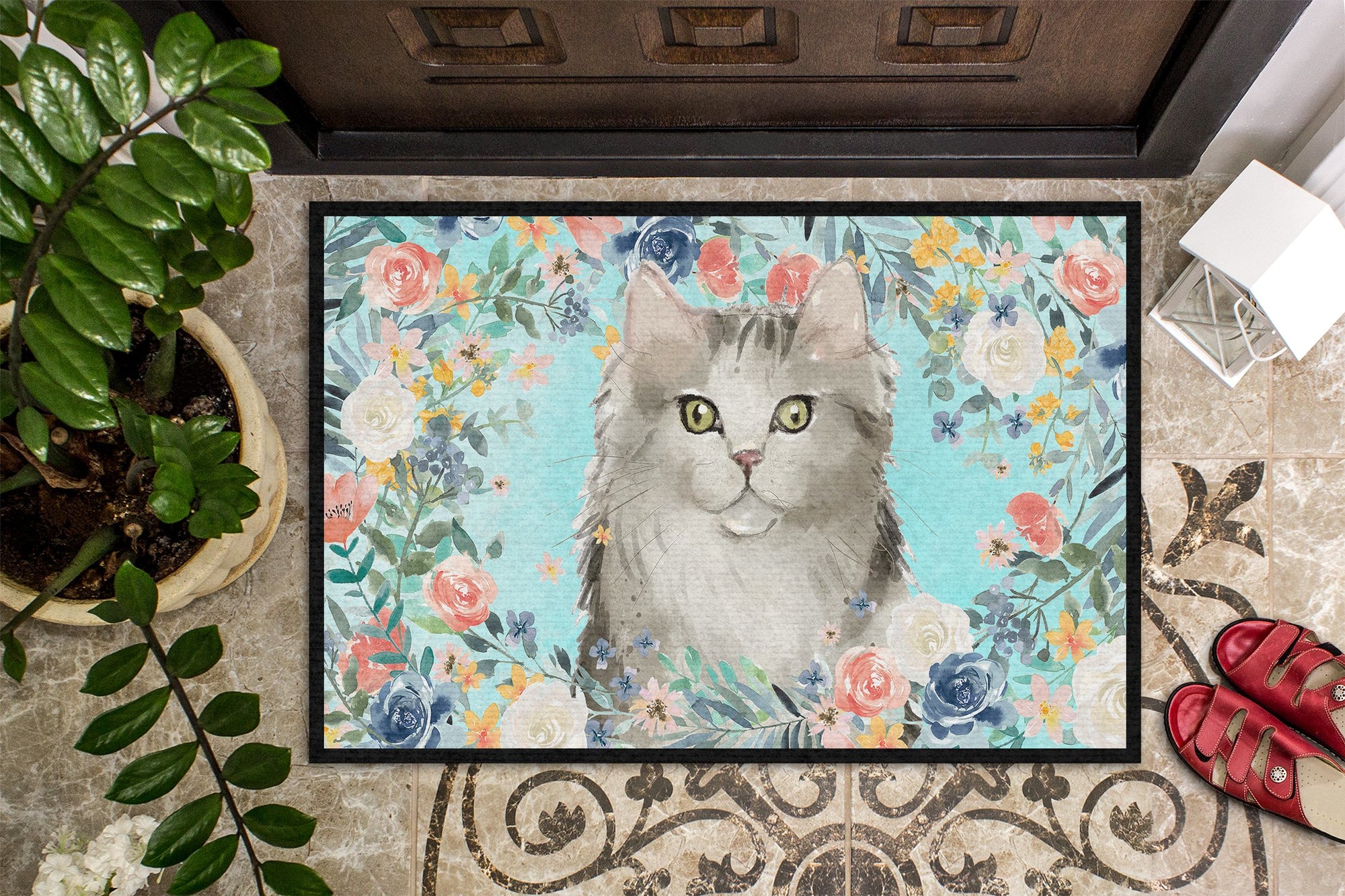 Ragamuffin Spring Flowers Indoor or Outdoor Mat 24x36 CK3395JMAT by Caroline's Treasures