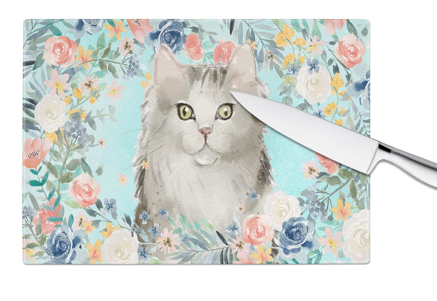 Ragamuffin Spring Flowers Glass Cutting Board Large CK3395LCB by Caroline's Treasures