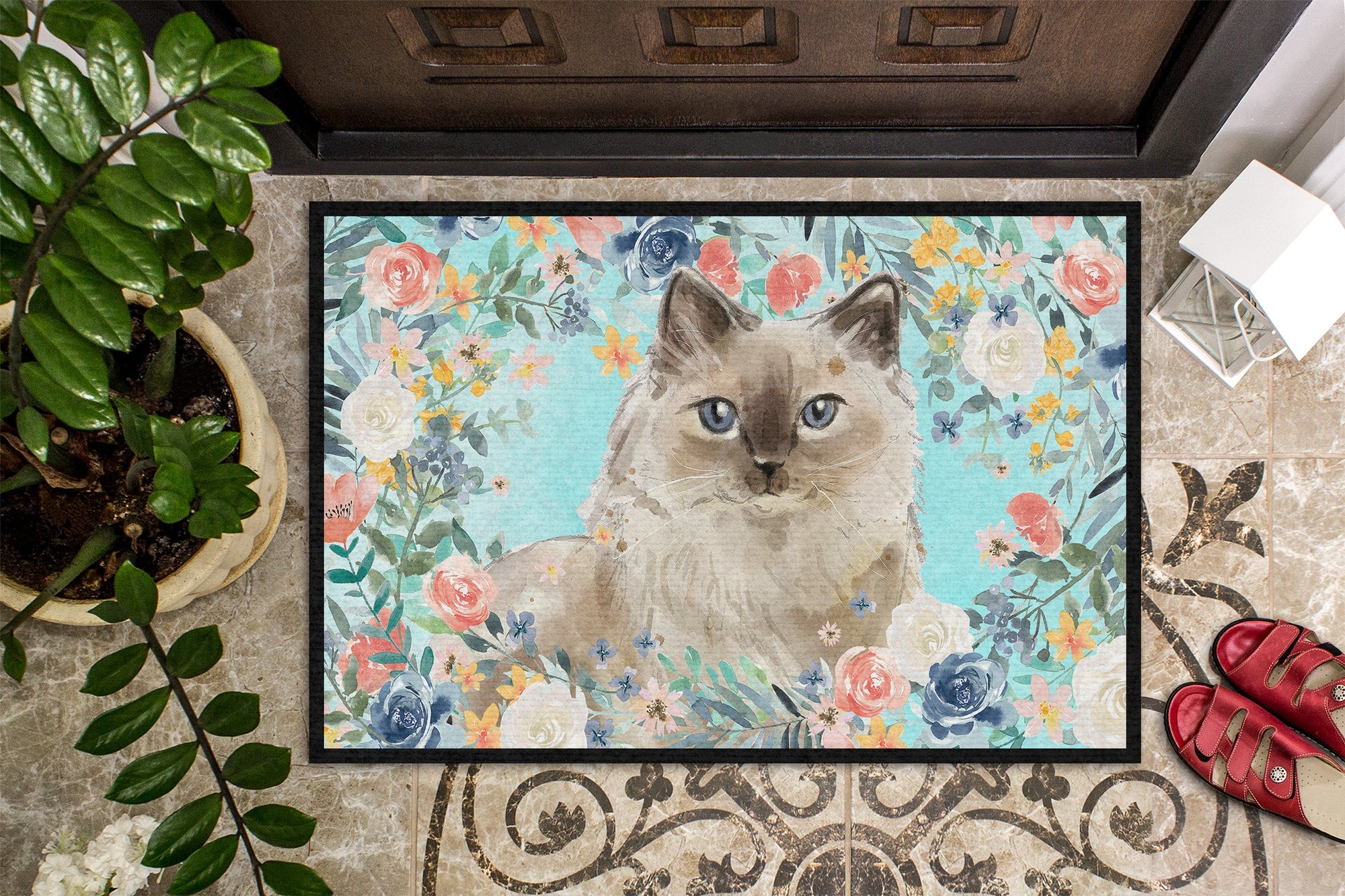 Ragdoll Spring Flowers Indoor or Outdoor Mat 24x36 CK3396JMAT by Caroline's Treasures