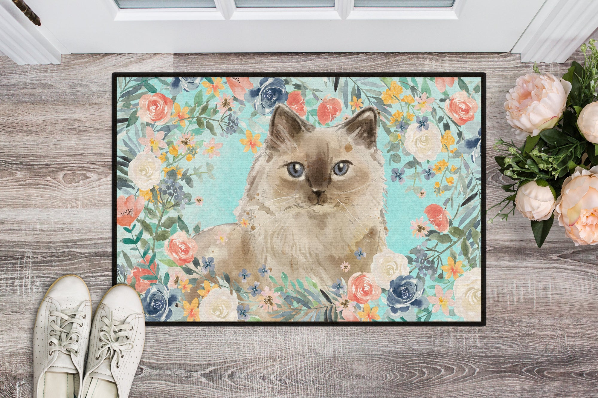 Ragdoll Spring Flowers Indoor or Outdoor Mat 24x36 CK3396JMAT by Caroline's Treasures